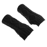 Maxbell Winter Half Finger Fingerless Gloves Arm Hand Warmer Cable Knit Mittens Black