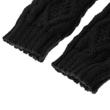 Maxbell Winter Half Finger Fingerless Gloves Arm Hand Warmer Cable Knit Mittens Black