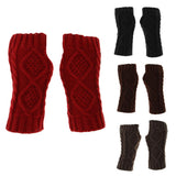 Maxbell Winter Half Finger Fingerless Gloves Arm Hand Warmer Cable Knit Mittens Black