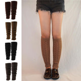 Maxbell Womens Winter Knit Crochet Knitted Leg Warmers Legging Boot Cover Khaki