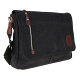 Maxbell Men Women Canvas Travel Hiking Satchel School Shoulder Messenger Bag Black