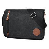 Maxbell Men Women Canvas Travel Hiking Satchel School Shoulder Messenger Bag Black