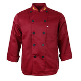 Unisex Chef Jacket Coat Hotel Waiters Kitchen Uniform Long Sleeves Red M