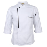 Retro Chef Jacket Coat Uniform Long Sleeve Hotel Kitchen Apparel L White