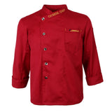 Maxbell Unisex Single Breasted Long-sleeve Clothes Chef Uniform Chef Coat XXXL Red