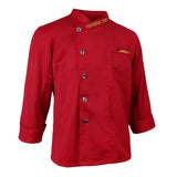 Maxbell Unisex Single Breasted Long-sleeve Clothes Chef Uniform Chef Coat XXXL Red