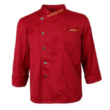 Maxbell Unisex Single Breasted Long-sleeve Clothes Chef Uniform Chef Coat XXXL Red