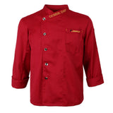 Maxbell Unisex Single Breasted Long-sleeve Clothes Chef Uniform Chef Coat XXXL Red