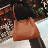 4pcs Women PU Leather Handbag Shoulder Bag Tote Purse Messenger Set Brown