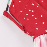Maxbell Women Christmas Party Polka Dots Snowflake V-neck Swing Dress L Red