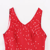 Maxbell Women Christmas Party Polka Dots Snowflake V-neck Swing Dress L Red
