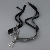 1920s Flapper Headband Great Gatsby Headpiece Retro Hair Accessory Black