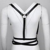 Max Punk Leather Body Harness Crossover Cage Suspenders Chain Waist Strap Belt