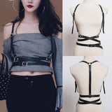 Max Punk Leather Body Harness Crossover Cage Suspenders Chain Waist Strap Belt