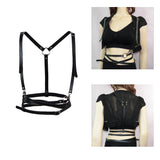 Max Punk Leather Body Harness Crossover Cage Suspenders Chain Waist Strap Belt