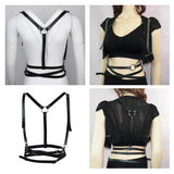Max Punk Leather Body Harness Crossover Cage Suspenders Chain Waist Strap Belt