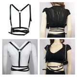 Max Punk Leather Body Harness Crossover Cage Suspenders Chain Waist Strap Belt
