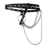 Maxbell Punk Leather Waist Belt Strap Harness Cincher Metal Chain Tassel Adjustable
