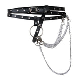 Maxbell Punk Leather Waist Belt Strap Harness Cincher Metal Chain Tassel Adjustable