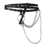Maxbell Punk Leather Waist Belt Strap Harness Cincher Metal Chain Tassel Adjustable