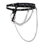 Maxbell Punk Leather Waist Belt Strap Harness Cincher Metal Chain Tassel Adjustable