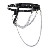 Maxbell Punk Leather Waist Belt Strap Harness Cincher Metal Chain Tassel Adjustable