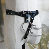 Maxbell Punk Leather Waist Belt Strap Harness Cincher Metal Chain Tassel Adjustable