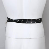 Maxbell Punk Leather Waist Belt Strap Harness Cincher Metal Chain Tassel Adjustable