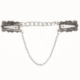 Maxbell Antique Silver Flower Cardigan Clips Shawl Shrug Sweater Collar Clasps Chain
