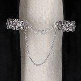 Maxbell Antique Silver Flower Cardigan Clips Shawl Shrug Sweater Collar Clasps Chain