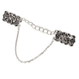 Maxbell Antique Silver Flower Cardigan Clips Shawl Shrug Sweater Collar Clasps Chain