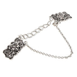 Maxbell Antique Silver Flower Cardigan Clips Shawl Shrug Sweater Collar Clasps Chain
