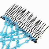 Maxbell Double Hair Comb Clip Magic Beads Stretchy Hair Holder Hair Jewelry Blue