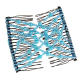 Maxbell Double Hair Comb Clip Magic Beads Stretchy Hair Holder Hair Jewelry Blue