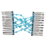 Maxbell Double Hair Comb Clip Magic Beads Stretchy Hair Holder Hair Jewelry Blue