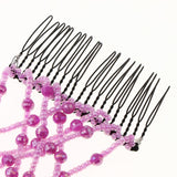 Maxbell Double Hair Comb Clip Magic Beads Stretchy Hair Holder Hair Jewelry Purple