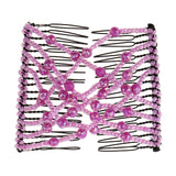 Maxbell Double Hair Comb Clip Magic Beads Stretchy Hair Holder Hair Jewelry Purple