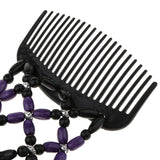 Maxbell Elastic Double Hair Comb with Wooden Bead Easy Hair Clip Hair Jewelry Purple