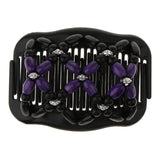 Maxbell Elastic Double Hair Comb with Wooden Bead Easy Hair Clip Hair Jewelry Purple