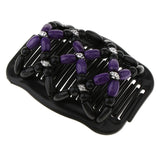 Maxbell Elastic Double Hair Comb with Wooden Bead Easy Hair Clip Hair Jewelry Purple