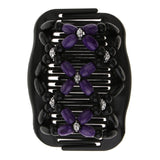 Maxbell Elastic Double Hair Comb with Wooden Bead Easy Hair Clip Hair Jewelry Purple