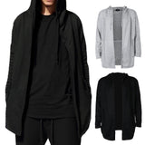 Maxbell Men Casual Cardigan Hooded Long Cloak Cape Coat Open Front Jacket M Gray