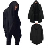 Maxbell Men Casual Cardigan Hooded Long Cloak Cape Coat Open Front Jacket M Gray