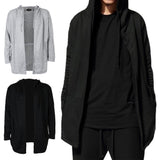 Maxbell Men Casual Cardigan Hooded Long Cloak Cape Coat Open Front Jacket M Gray