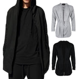 Maxbell Men Casual Cardigan Hooded Long Cloak Cape Coat Open Front Jacket M Gray