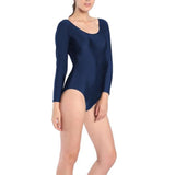 Maxbell Women Gymnastics Leotards Long Sleeve Dance Athletic Bodysuit 2XL Dark Blue