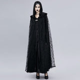 Maxbell Gothic Steampunk Witch Cape Black Hooded Lace Long Coat Cloak Cape Costume
