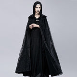 Maxbell Gothic Steampunk Witch Cape Black Hooded Lace Long Coat Cloak Cape Costume