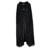 Maxbell Gothic Steampunk Witch Cape Black Hooded Lace Long Coat Cloak Cape Costume