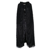 Maxbell Gothic Steampunk Witch Cape Black Hooded Lace Long Coat Cloak Cape Costume